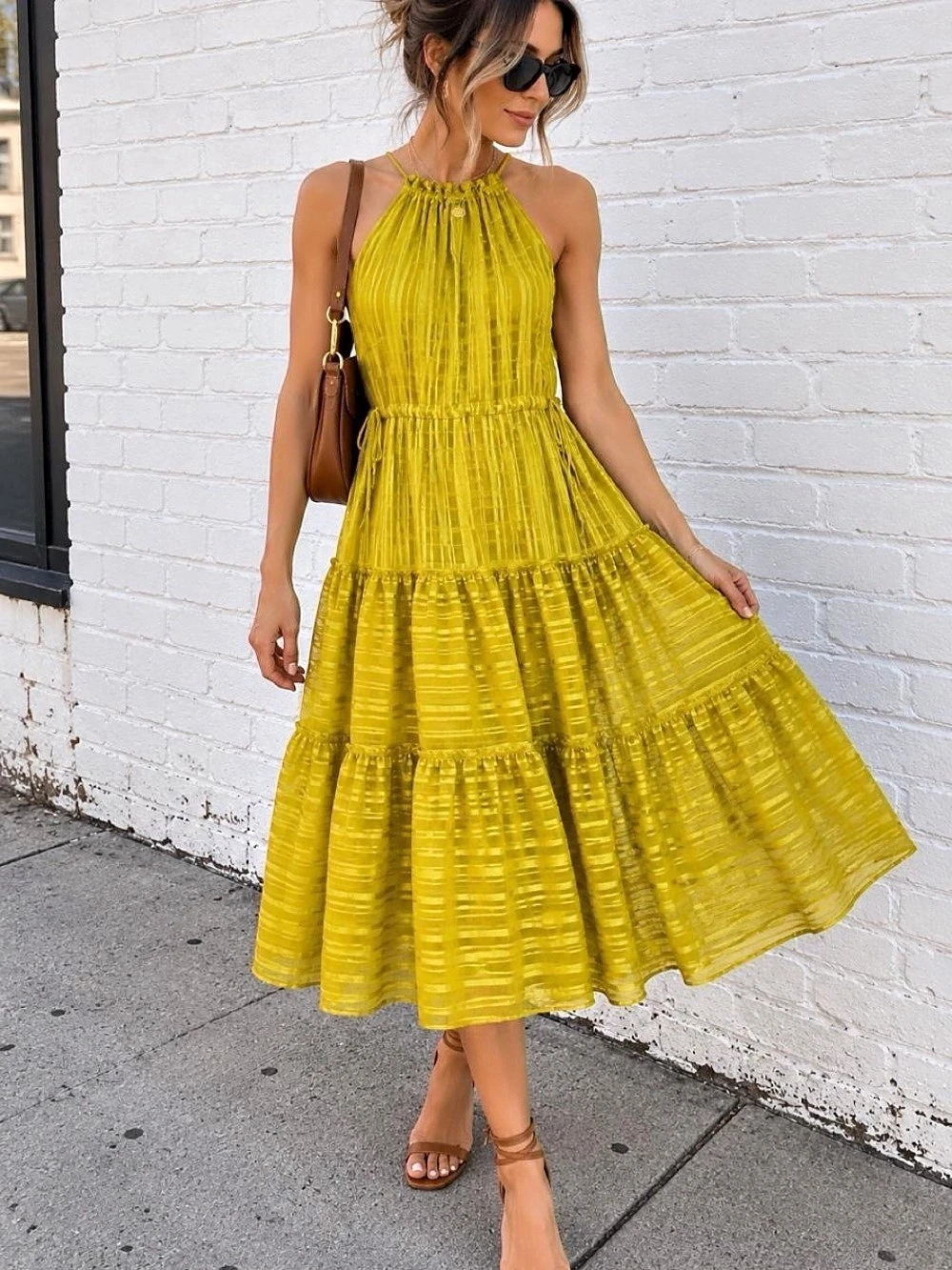 Ted Baker Eymilia Halterneck Midi Dress Yellow Small